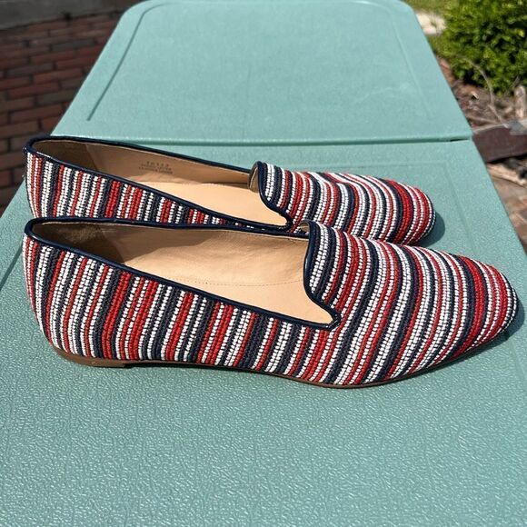 J Crew Embroidered Leather Driving Loafers - Picture 1 of 7